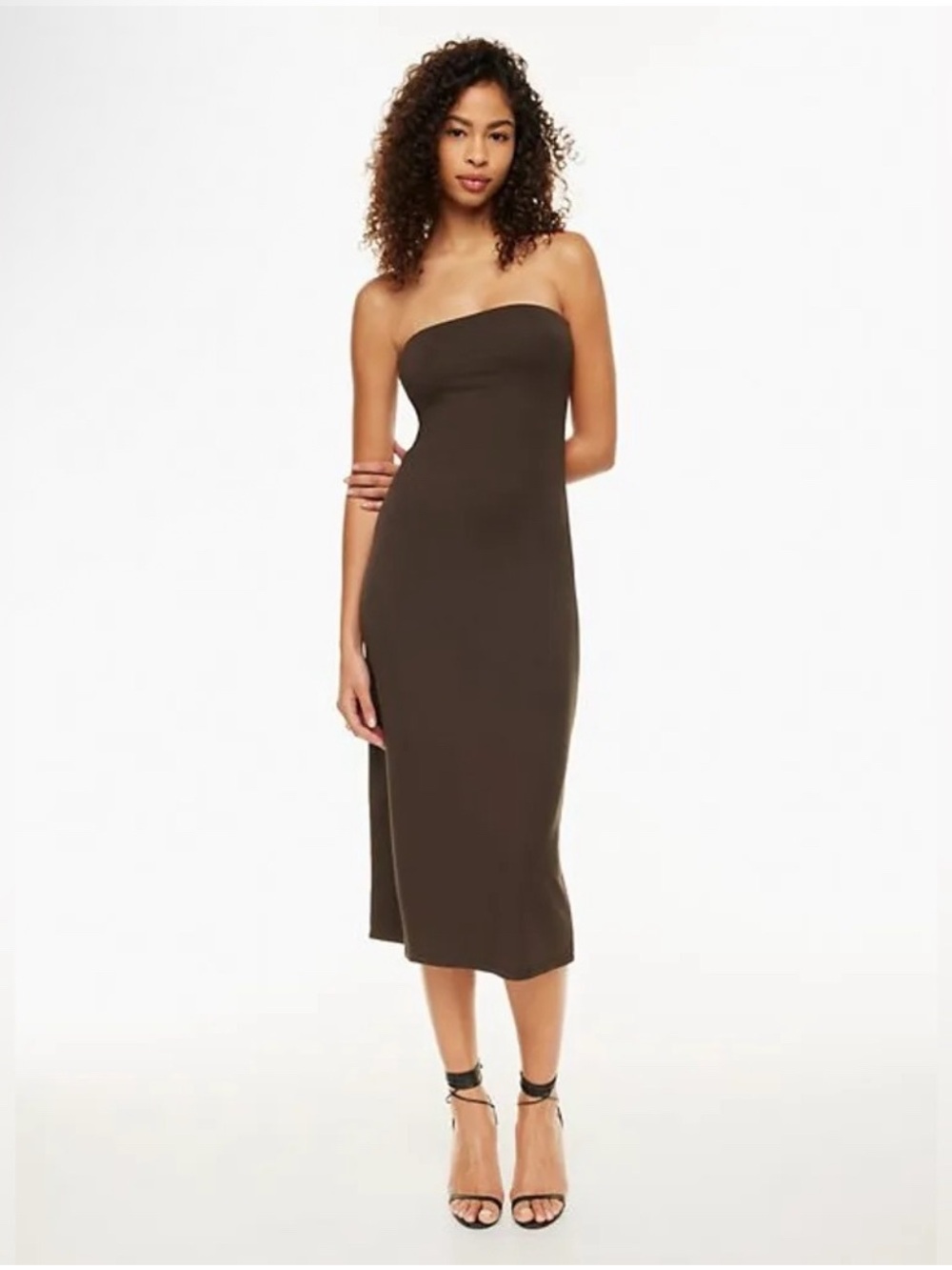 Aritzia Black Strapless Midi Dress